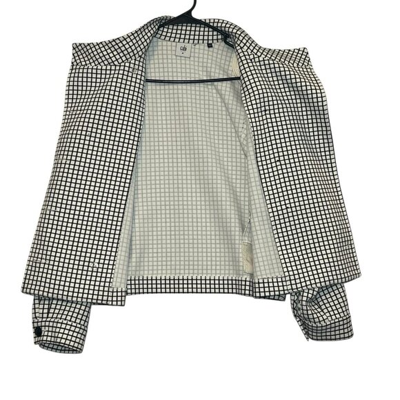 CABI Windowpane Plaid Jacket Blazer Women’s Medium Size Cropped Black White - Picture 15 of 16